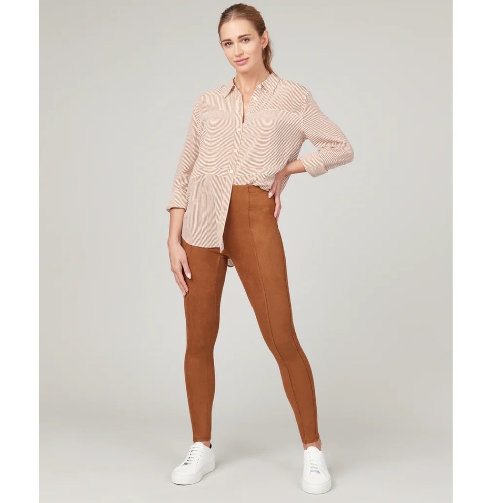 NWOT SPANX Faux Suede Leggings Rich Caramel XS Pull On